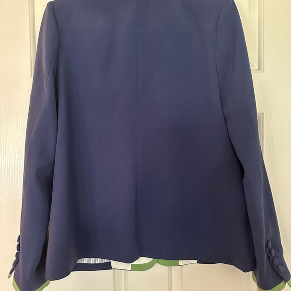 Anthropologie by Maeve Navy and Cream Blazer with Green Accents - Picture 6 of 10